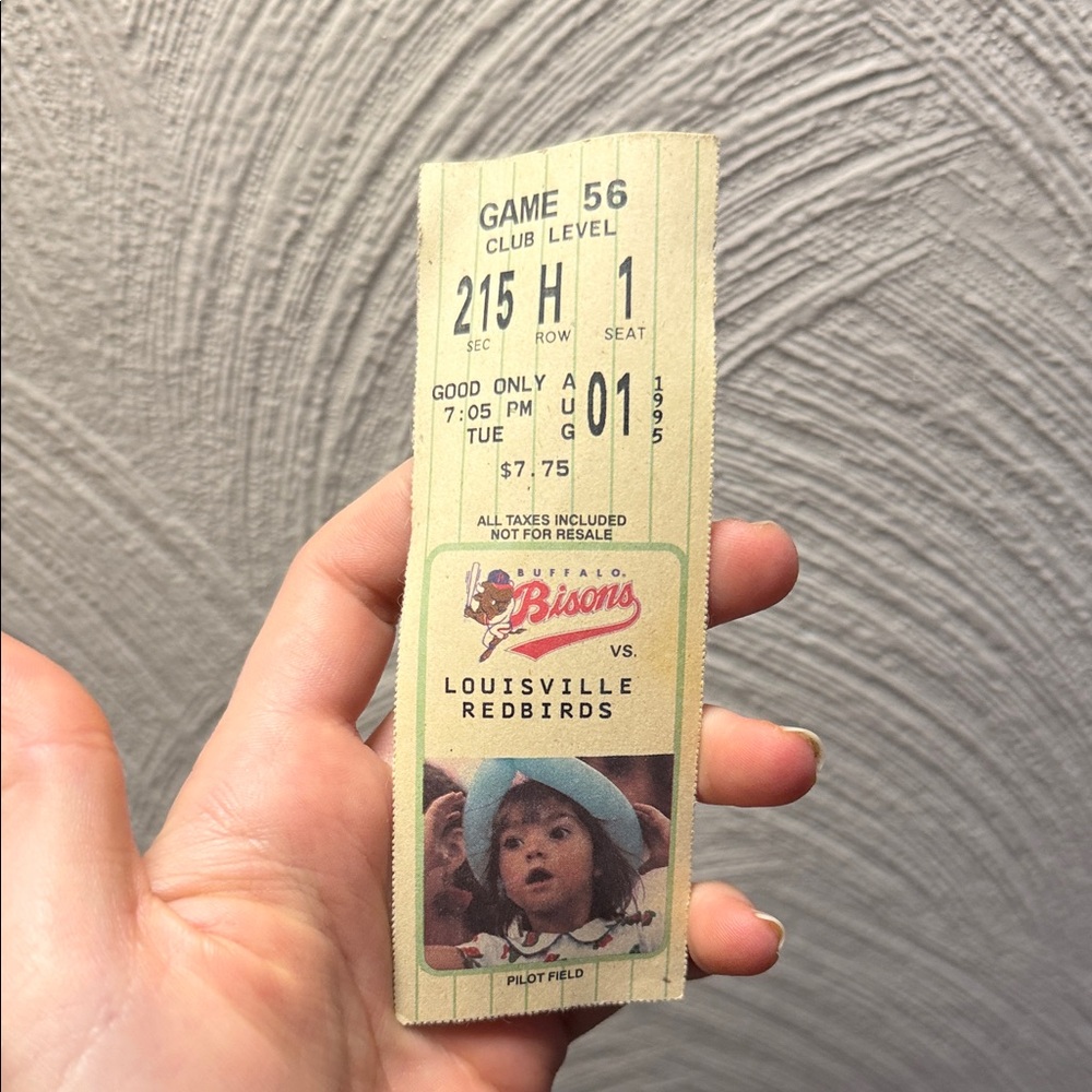 Vintage 1995 Buffalo Bisons Baseball Game Ticket at Pilot Field